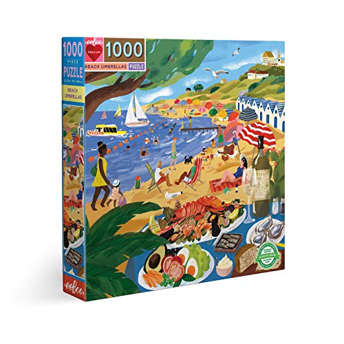 eeBoo PZTBUM Puzzle carré de pièces Pour adultes-Piece and Love Umbrella Lucia, Beach Umbrellas, Erwachsene, 1000 Teile aus recyceltem Karton, 1 EA von eeBoo