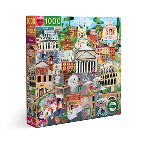 eeBoo Erwachsene 1000 Teile über die Stadt Rom in Italien, Puzzle aus recyceltem Karton, Maße: 58,4 x 58,4 cm, PZTROM, Mehrfarbig von eeBoo