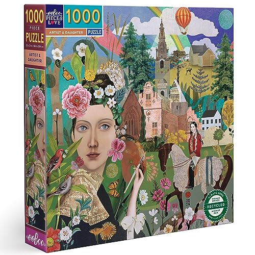 eeBoo Piece & Love: Artist & Daughter – 1000 Teile Puzzle – Erwachsenen-Puzzle, quadratisch, 23 x 23 cm, inkl. Bildreferenzeinsatz, glänzende Teile von eeBoo
