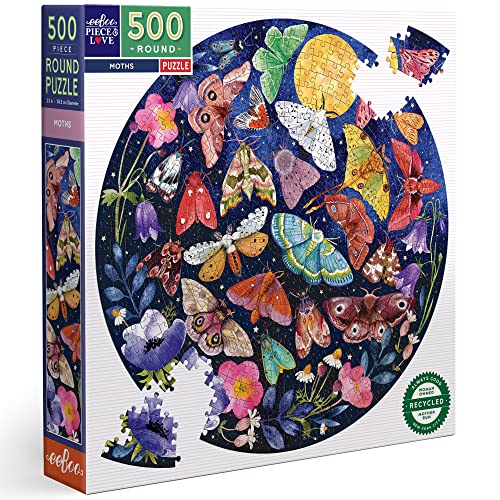 eeBoo PZFMOT Piece&Love: Moths-500 pc Puzzle Motte Spiel, Schwarz, 1 EA von eeBoo