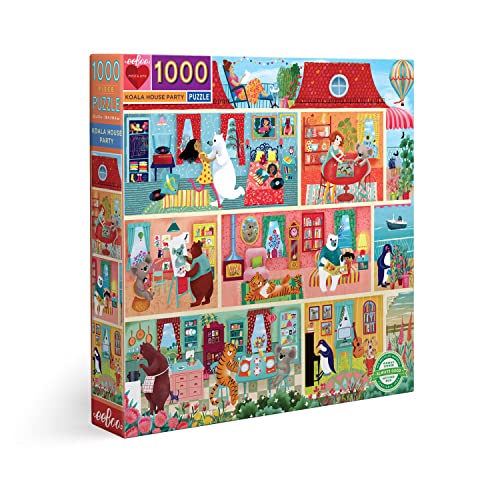 eeBoo: Piece and Love Koala House Party 1000 Teile Quadrat Erwachsene Puzzle Puzzle Puzzle für Erwachsene und Familien, glänzende, stabile Teile und minimaler Puzzlestaub von eeBoo