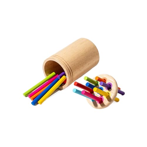 eexuujkl Regenbogenfarben Baby Eimer Spielzeug kognitive motorische Fähigkeiten Entwicklung Kinder Puzzle Farbe Klassifizierung Tasse Holz glatt, Typ+1 von eexuujkl