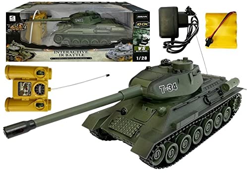 efaso E4802 RC Battle Panzer T-34 olivgrün 1:28 mit integriertem Infrarot Kampfsystem 2,4 GHz ferngesteuerte Spielzeuge Militär von efaso