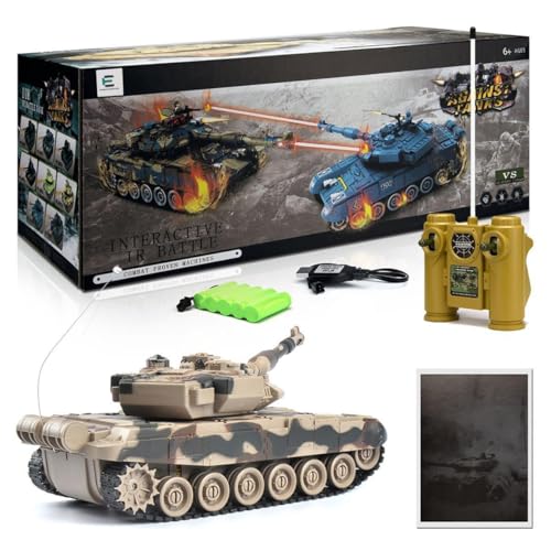 efaso Ferngesteuerter Panzer T-90 99802 27MHz - Panzer ferngesteuert mit Schussfunktion (Simulation) / Infrarot Kampfsystem/drehbarer Turm mit Sound und Licht 1:28 - Panzer Modell/RC Panzer von efaso