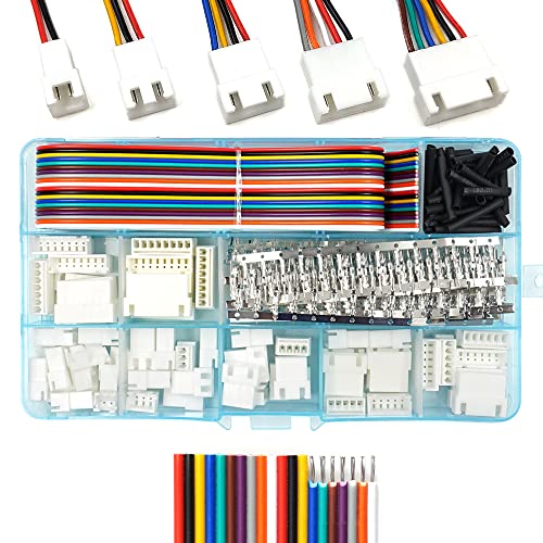 XH 2,54 mm Steckverbinder, Stiftleiste und Flachbandkabel, Kabel-Set, kompatibel mit JST-XH-Stecker, 2/3/4/5/6/7/8 Steckergehäuse von elechawk