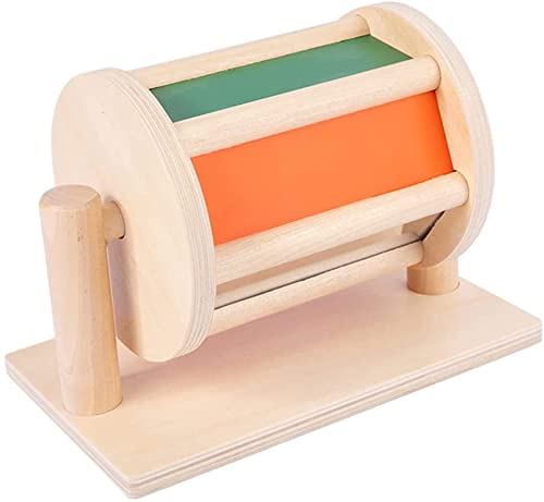 elemhome Spinntrommel Montessori sensorische Glocke Holz Textil Baby Spielzeug frühes Lernen Geburtstag für Kinder 1-3 Jahre alte Wahrnehmung (C-80) von elemhome