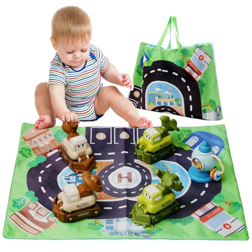 elfish kids Spielzeug ab 1 Jahr - 6 in 1 Bagger Spielzeug mit Spielmatte Baby für Kinderspielzeug ab 2 Jahre, Montessori Spielzeug ab 1 2 3 Jahr, Baby Spielzeug Kinderspielzeug ab 1 2 3 Jahr von elfish kids