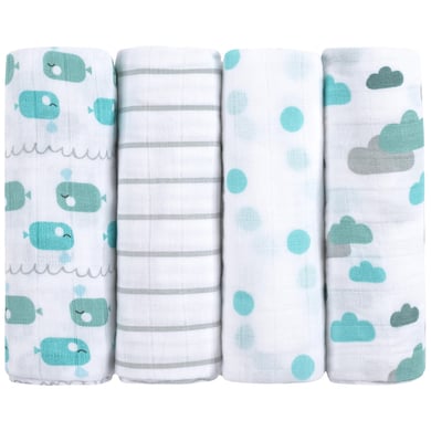 emma & noah Mullwindeln 4er Set Wal Blau 70 x 70 cm von emma & noah