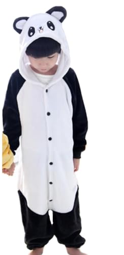 Tier-Pyjama für Erwachsene und Kinder, Unisex, Winter-Tier-Pyjamas aus Flanell, einteilig, weich und warm, ideal für Karneval und Halloween, Panda, 2-3 anni von emmarcon