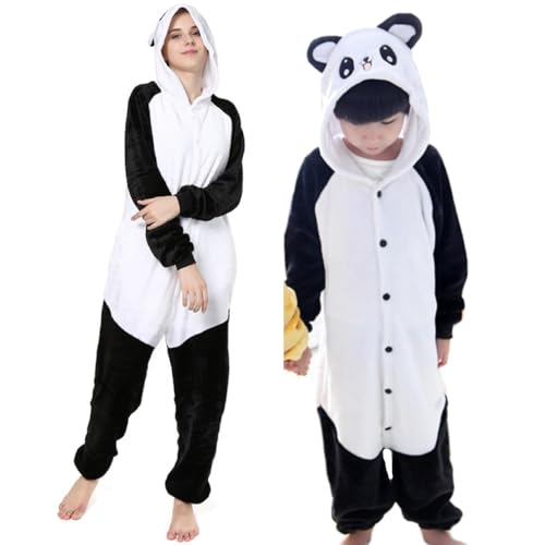 emmarcon Pyjama Tier Kigurumi Overall Kostüm Karneval Halloween Cosplay Uni Kinder Pand-100 von emmarcon