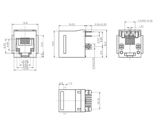 Encitech RJJU-66-1401-E1V-088 RJ12 Steckverbinder 3251-0024-05 Buchse, Einbau vertikal Polzahl 6P6C von ENCITECH