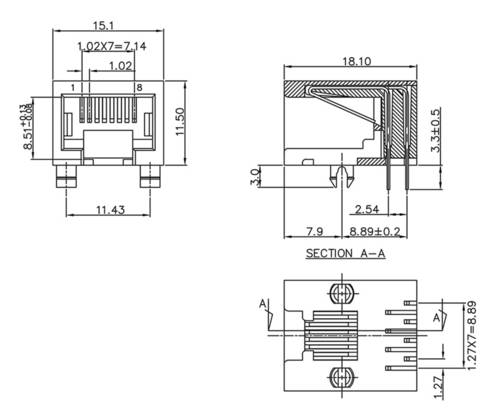 Encitech RJJU-88-142-E3H-033 RJ45 Steckverbinder 3253-0025-02 Buchse, Einbau horizontal Polzahl 8P8C von ENCITECH