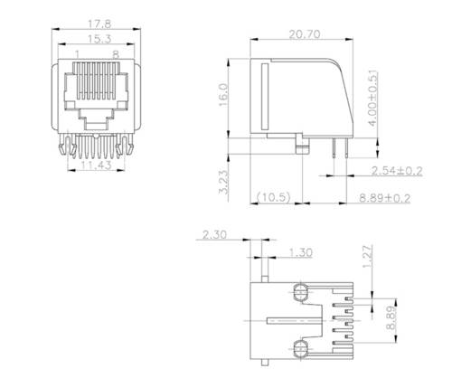 Encitech RJJU-88-143-E7V-012 RJ45 Steckverbinder 3257-0012-03 Buchse, Einbau horizontal Polzahl 8P8C von ENCITECH