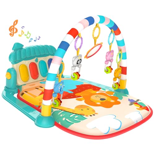 Eners Baby Gym Spielmatte Musikalische Aktivitätsmatte Piano Baby Play Gym Bauchzeit Gepolsterte Matte für Baby Neugeborene Kleinkind Kleinkinder (blau) von eners