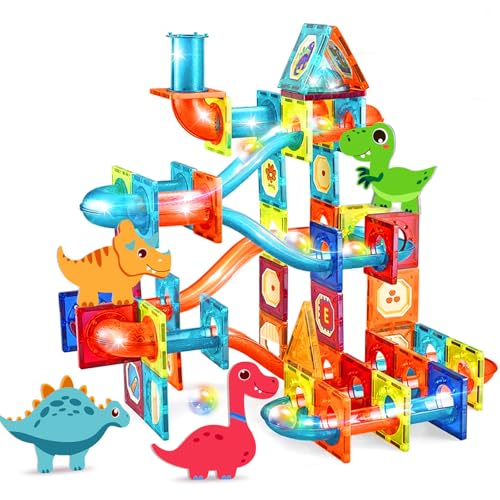 eners Magnetische Bausteine Leuchtenden Magnete Kinderspielzeug Dinosaurier Spielzeug Magnetische Fliesen Bausteine STEM Montessori Magnet Spielzeug Geschenk für 3+ Jahre alte Jungen Mädchen von eners