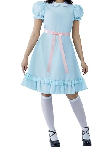ensswliz Dorothy-Kleid für Damen, Halloween-Kostüm, Puffärmel, Spitzensaum, rauchblau, kariert, Korsett-Minikleid, Märchen-Cosplay-Kleid, G-Blau, Größe L ensswliz Dorothy-Kleid für Damen, Halloween-Kostüm, Puffärmel, Spitzensaum, rauchblau, kariert, Korsett-Minikleid, Märchen-Cosplay-Kleid, G-Blau, Größe L von ensswliz