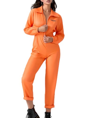 ensswliz Halloween-Gefängniskostüme mit Buchstaben-Druck, orangefarbener Gefangenen-Overall für Erwachsene, Damen, Herren, Rollenspiel-Party, Cosplay, Outfits, Gefängniskostüm (Aa-Orange, Damen, S) ensswliz Halloween-Gefängniskostüme mit Buchstaben-Druck, orangefarbener Gefangenen-Overall für Erwachsene, Damen, Herren, Rollenspiel-Party, Cosplay, Outfits, Gefängniskostüm (Aa-Orange, Damen, S) von ensswliz