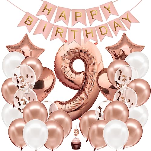 envami® Geburtstagsdeko Mädchen Rosegold Zahl 9. Happy Birthday Deko Geburtstag Mädchen Folienballon 9 Luftballon 9. Geburtstag Kindergeburtstag Deko envami® Geburtstagsdeko Mädchen Rosegold Zahl 9. Happy Birthday Deko Geburtstag Mädchen Folienballon 9 Luftballon 9. Geburtstag Kindergeburtstag Deko von envami