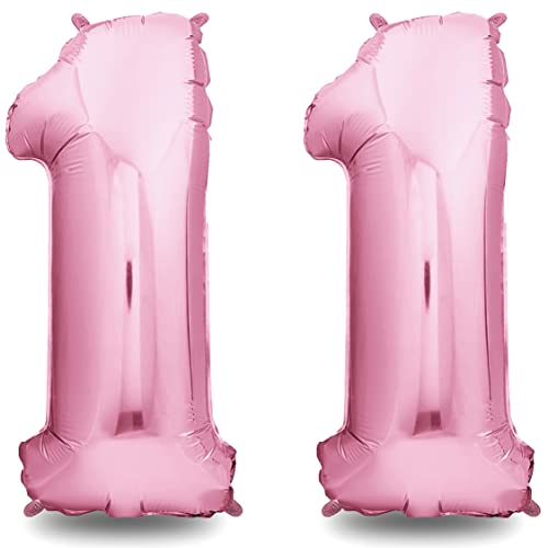 envami® Geburtstagsdeko Mädchen 11 Jahre XXL - 11 Geburtstag Deko Rosa 101CM - Deko 11 Geburtstag Mädchen - Luftballon 11. Geburtstag Mädchen - Geburtstag Zahlen - Folienballon 11 Geburtstag Helium von envami