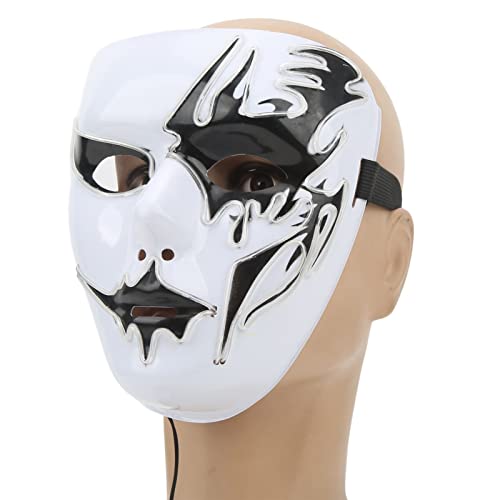 LED-Maske, Kinder-Erwachsene-Maskerade, leuchtende Maske aus Kunststoff, gruselige leuchtende Maske, verstellbare leuchtende Maske, Cosplay-Kostüm für Party, HalloweenGeschenk (Transparentes Blau) von equlup