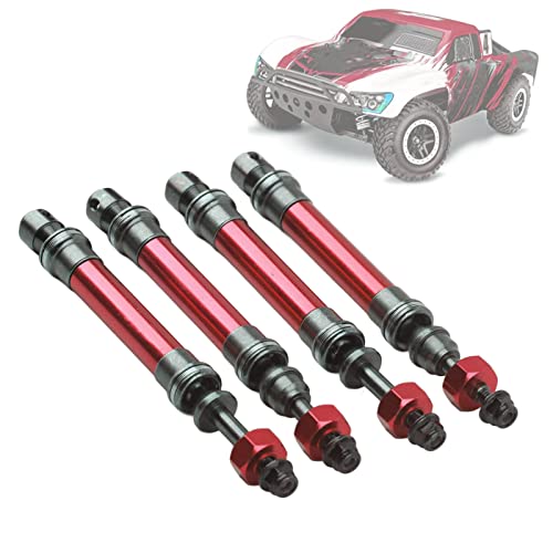 RC-Antriebswelle, 4-teilig, CVD-Antriebswelle vorne und hinten, Metall-Getriebeachse, Upgrade-Teile, Zubehör für Traxxas Slash 4X4 1/10 RC-Car (Red) von equlup