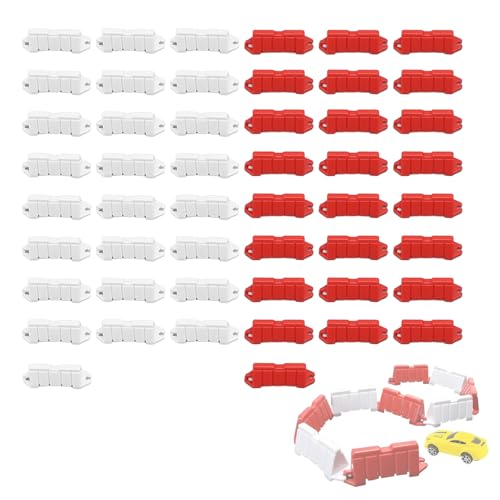 RC Car Racing Track, 50PCS RC Road Barriers 1/18 RC Car Drifting Racing Field Fence Roadblocks Remote Control Car Accessories Rot und Weiß von equlup