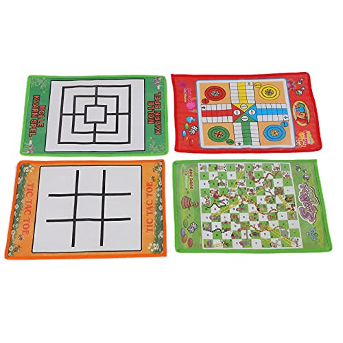 Schlangen- und Leiter -Schach, 4 in 1 Kid Tischspiel Set Falten neun Männer Morris tragbares fliegendes Schach Ludo -Board für Familienspiele von equlup