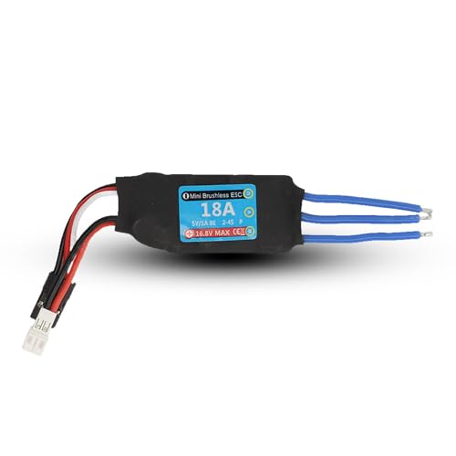 equlup 18A Mini bürstenloser ESC, Elektrik -Geschwindigkeitsregler mit weißem weiblichen Stecker Multipler Schütze RC bürstenloser Elektromotor ESC für 1/24 1/28 RC -Auto von equlup