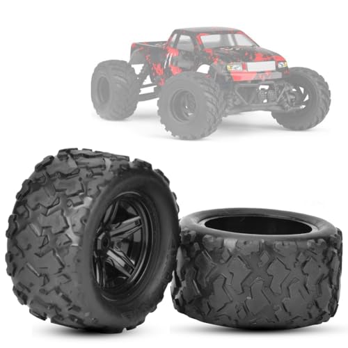 equlup 2 Stück RC-Radreifen, 66 mm/2,6 Zoll Durchmesser, Kunststofffelgen, Gummireifen, kompatibel mit HS 18301 18302 18311 18312 1/18 RC Car von equlup