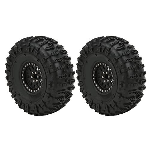 equlup 2PCS RC Crawler Gummireifen mit Metallfelge Ersatz für Capra 1.9UTB AXI03004 RBX10 Ryft 90048 RR10 RC Crawler Upgrade Teile (Schwarz) von equlup