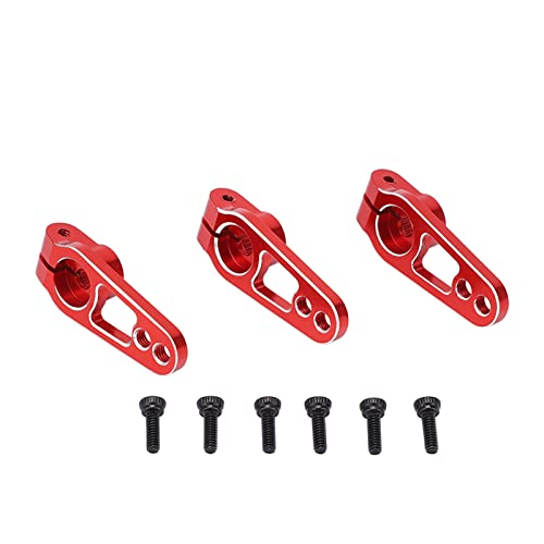 equlup 3 Stück 25T Lenkservoarme Aluminium M3 Gewinde Metalllenkarm für 1/10 Ferngesteuertes Auto RC Upgrades Servoarm (Rot) von equlup