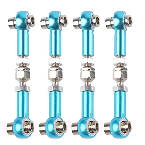 equlup 4 Stück RC Lenkgestänge, M3 Arm Lenkstange 48 mm/1,9 Zoll Aluminiumlegierung RC Auto Servo Link Zugstange für 94122 1/10 Auto (Blau) von equlup