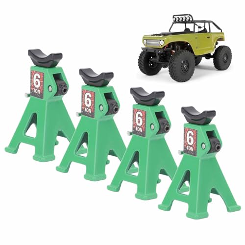 equlup 4-teiliger MiniWagenheberständer, Verstellbarer Wagenheberständer aus Aluminiumlegierung im Maßstab 1/24 für ferngesteuertes Auto im Maßstab 1/24 für RC Climbing Crawler Car SCX24 (Grün) von equlup