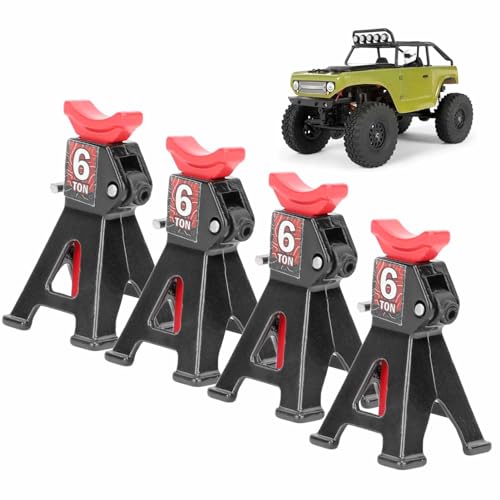 equlup 4-teiliger MiniWagenheberständer, Verstellbarer Wagenheberständer aus Aluminiumlegierung im Maßstab 1/24 für ferngesteuertes Auto im Maßstab 1/24 für RC Climbing Crawler Car SCX24 (Schwarz) von equlup