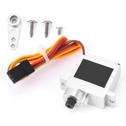 equlup 9 g RC-Car-Servo, Metall-Servo-Lenkmotor-Zubehör 9,5 x 7 x 1,2 cm/3,7 x 2,8 x 0,5 Zoll ferngesteuertes Auto-Servo für B1 B14 B16 B24 C14 C24 B36 1:16 RC Truck von equlup