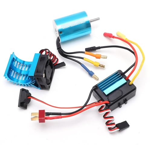 equlup Bürstenloser Motor mit ESC-Kühlkörper, 2838 4500KV 4P sensorloser bürstenloser Motor mit 35A ESC-Kühlkörper-Set für 1/14 1/16 1/18 RC-Car von equlup