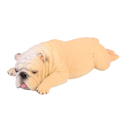 equlup Bulldoggenmodell, PVC Sleepy Bulldog Model Hochsimulation Liegendes Bulldoggenspielzeug Lebensechte Französische Bulldogge für Kinder (Schlafende Bulldogge 872) von equlup