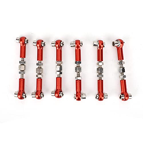 equlup Einstellbare Servoverbindungen, 6 Stück 47–57 mm Aluminiumlegierung RC Auto Spurstangensatz RC Zugstangengestänge Zubehör für 1/10 1/12 Tourning RC Auto (Rot) von equlup