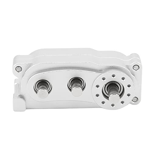 equlup Getriebe-Verteilergetriebe, 313 mm 2-Gang-Radstand, CNC-gefräste RC-Teile aus eloxierter Aluminiumlegierung, RC-Chassis-Upgrade-Teile für Scx10 1/10 RC-Car (Silber) von equlup