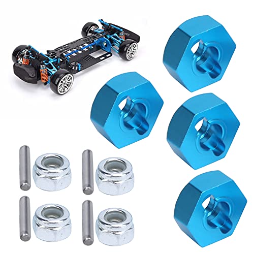 equlup Hex Combiner, 4 Stück 12 mm Aluminiumlegierung RC Splined Radnaben Rad Hex Naben Adapter mit M4 Muttern Stiften für TT01 RC Car Upgrade von equlup