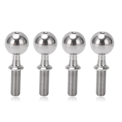 equlup Kugelkopfschraube, 4 Stück Pivot Ball RC Kugelkopfschrauben Edelstahl RC Arme Kugelkopf Silber RC Zubehör für 6S 1/7 6S 1/8 RC Auto von equlup