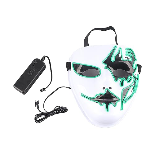 equlup LED-Maske, Kinder-Erwachsene-Maskerade, leuchtende Maske aus Kunststoff, gruselige leuchtende Maske, verstellbare leuchtende Maske, Cosplay-Kostüm für Party, HalloweenGeschenk (Dunkelgrün) von equlup