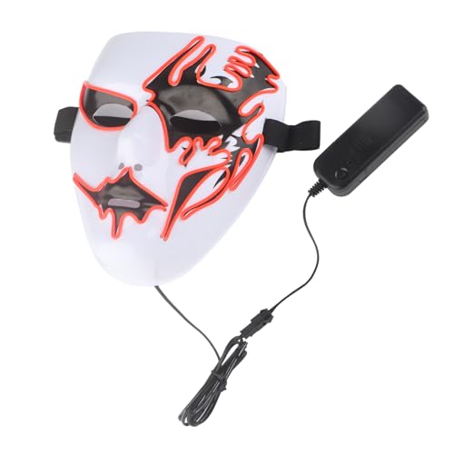 equlup LED-Maske, Kinder-Erwachsene-Maskerade, leuchtende Maske aus Kunststoff, gruselige leuchtende Maske, verstellbare leuchtende Maske, Cosplay-Kostüm für Party, HalloweenGeschenk (Rot) von equlup