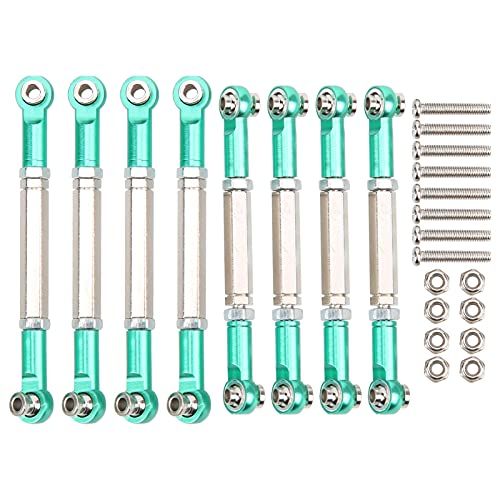 equlup Metall-Spurstange, 8-teilig, Metall-Zugstange, Lenk-Zugstange, Upgrade-Teile, Zubehör für WPL/MN/Feiyu 1/16 RC-Auto-Ersatzteile (Green) von equlup