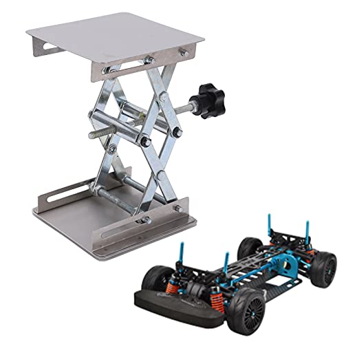 equlup RC-Auto-Arbeitsständer, 10 kg Tragkraft, 1,7 bis 6,1 Zoll hoch, Edelstahl-Laborscherenheber, RC-Auto-Hebeplattform, manueller Miniatur-Hebeständer, Tisch für RC-Autos von equlup