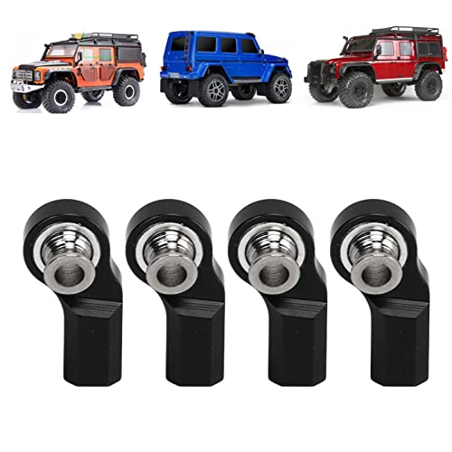 equlup RC-Auto-Stangenende, 4 Stück, 20 mm/0,79 Zoll, M3-Aluminiumlegierung, RC-Auto-Lenkstangenköpfe, Gebogene Kugelgelenkverbindung für Axial SCX10 1/10 RC-Auto (Schwarz) von equlup