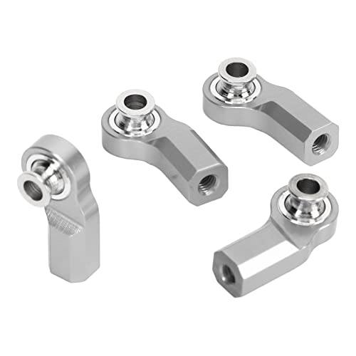 equlup RC-Auto-Stangenende, 4 Stück, 20 mm/0,79 Zoll, M3-Aluminiumlegierung, RC-Auto-Lenkstangenköpfe, Gebogene Kugelgelenkverbindung für Axial SCX10 1/10 RC-Auto (Silber) von equlup