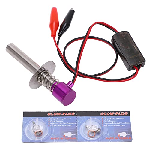 equlup RC-Auto-Zünder, 6-12 V RC-Auto-Zündsatz mit N4-Heißglühkerzendichtung, Motorstarter-Werkzeuge, Unterstützung für Motorflugzeug-Automodelle (Purple) von equlup