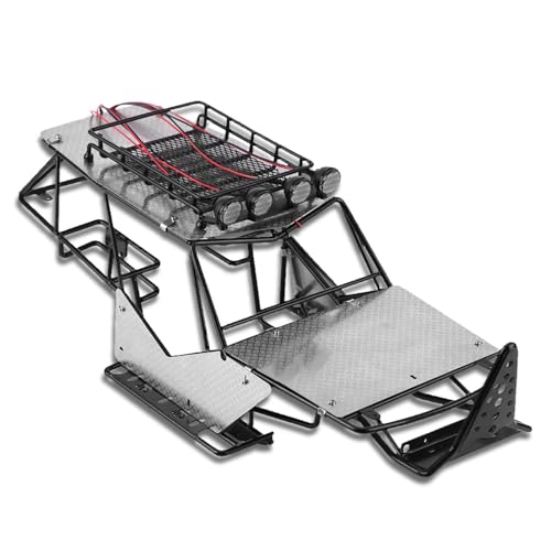 equlup RC -Automobilrahmen, Metallrahmen mit Schutzplattendachträgern 450x160x170 mm/17.72x6.30x6.69in RC Roll Cage Metallkörper für AX90018 90020 1/10 RC Car Car von equlup