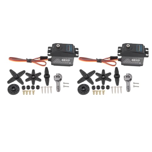 equlup RC Digital Servo, 2 Set High Torsion RC Servo 40KG Digital Servo mit 25T Metall Servoarm Set für 1/12 1/10 1/8 RC Cars Boote Roboter von equlup